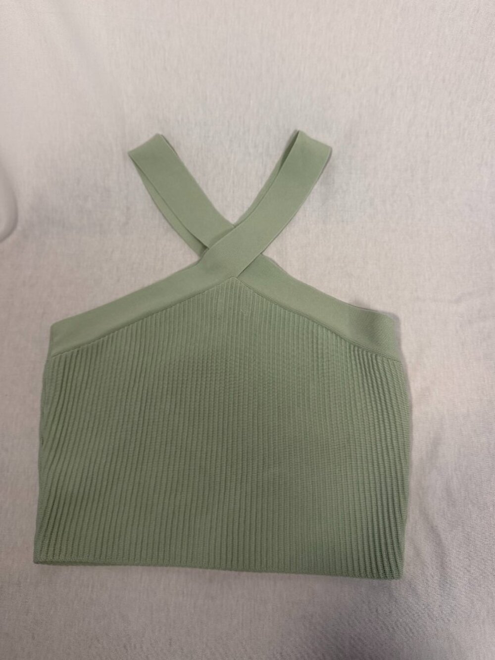 Dreamers by Debut Halter Crop Top Size M Mint Green Ribbed Knit Tank New NWT